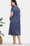 Zivame Mod Magic Knit Poly Mid Length Nightdress - Blue Depth — thumbnail 4